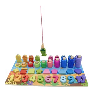 تخته آموزشی مونته سوری لگاریتمی چوبی به همراه ماهیگیری مدل 6 در 1_اسباب بازی علمی